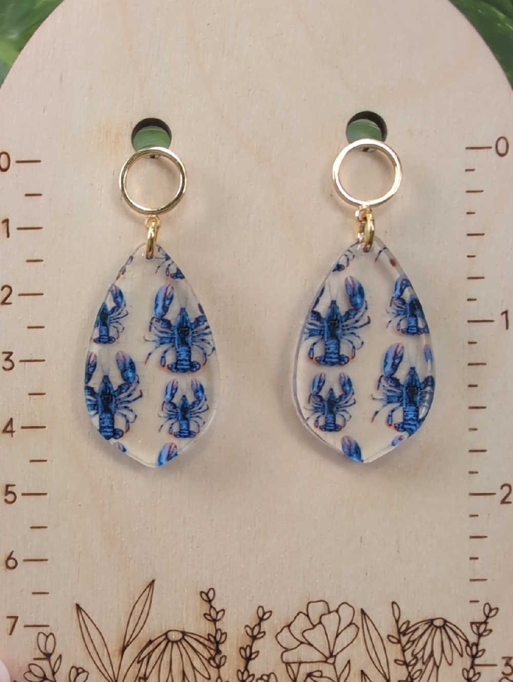 Blue Lobster Teardrop Dangle Earrings